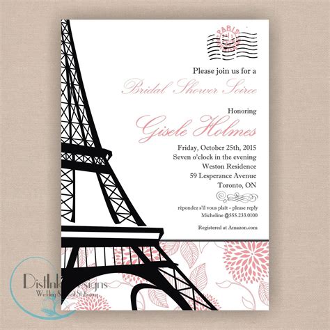 Paris theme Bridal Shower Invitations .